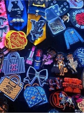 Luxury-Inspired Fashion Patch Set in Blue, Yellow, Pink & Black